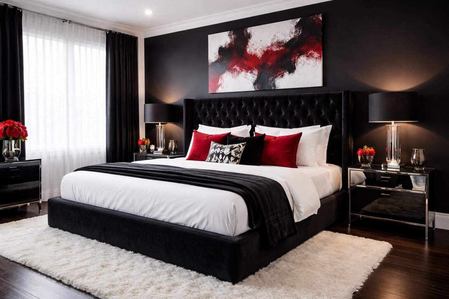 Black White and Red Bedroom Decorating Ideas