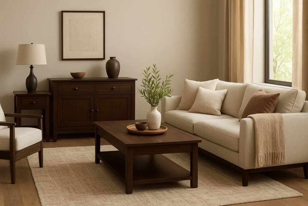 Dark Wood Furniture Living Room Decorating Ideas