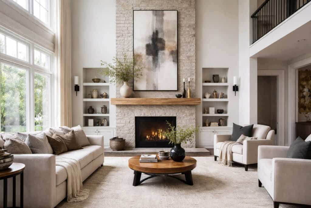 Decorating Above a Fireplace With High Ceilings