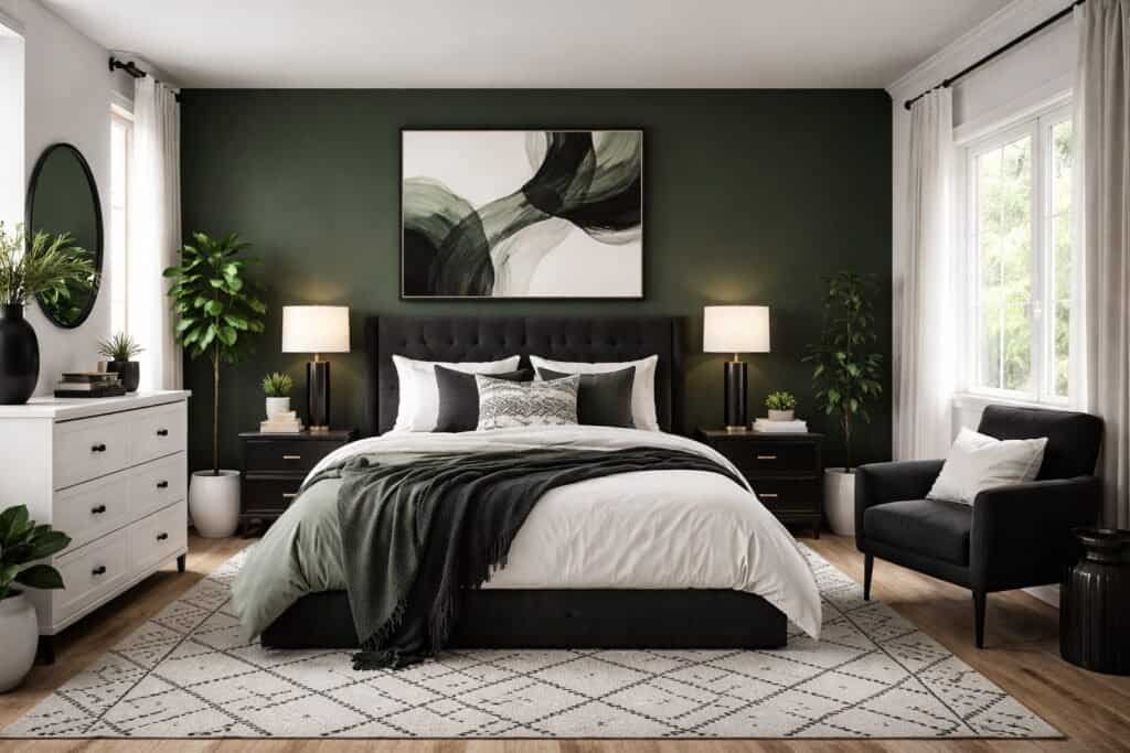 Green Black and White Bedroom Decorating Ideas