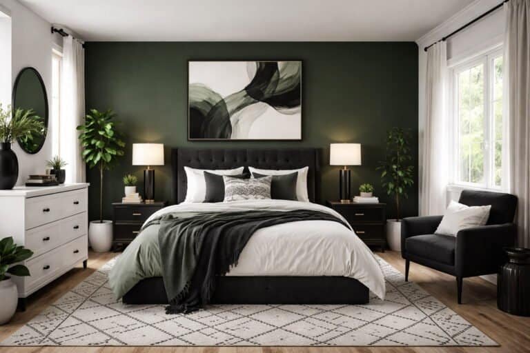 Green Black and White Bedroom Decorating Ideas