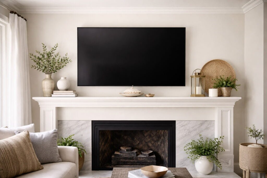 How to Decorate a Mantel With TV