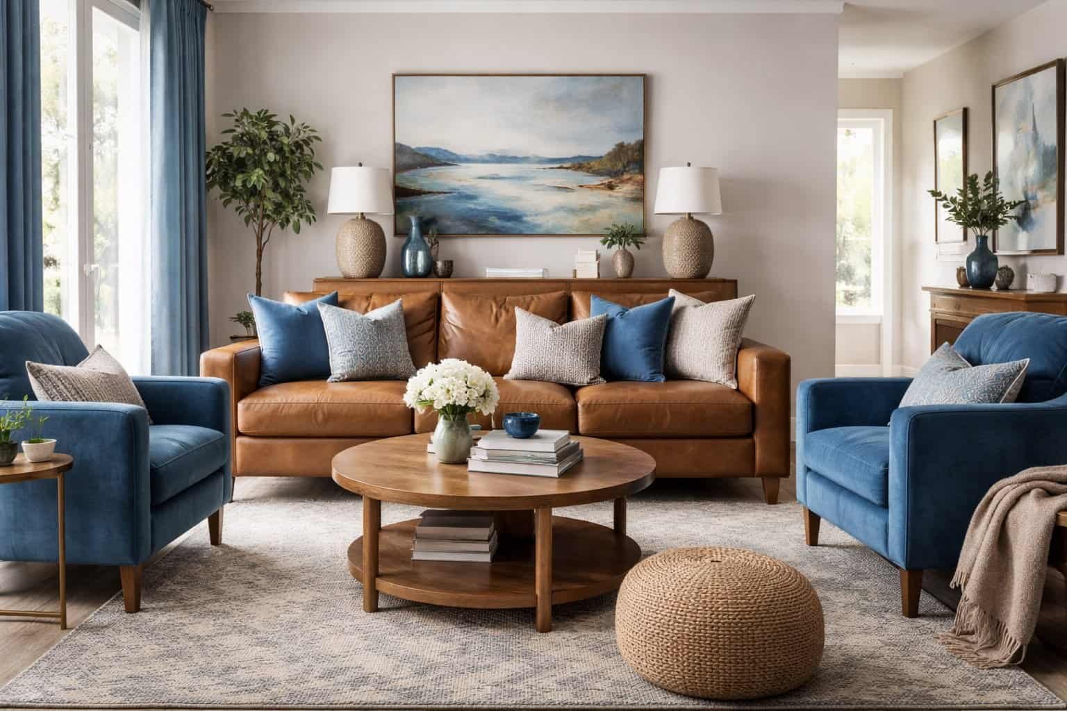 Brown and Blue Living Room Decorating Ideas