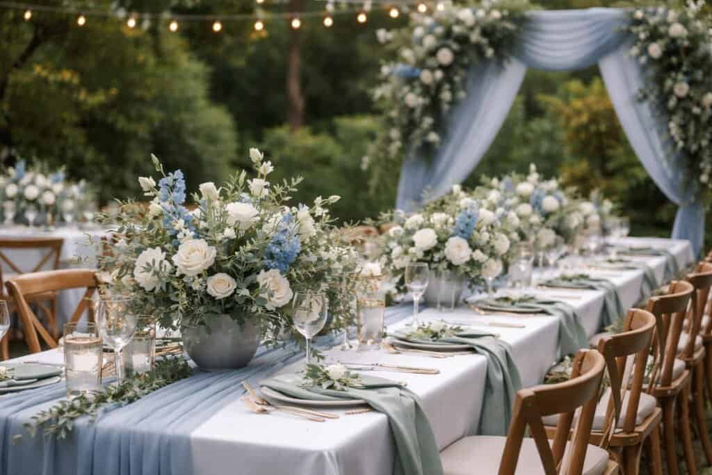 Dusty Blue and Sage Green Wedding Decorations