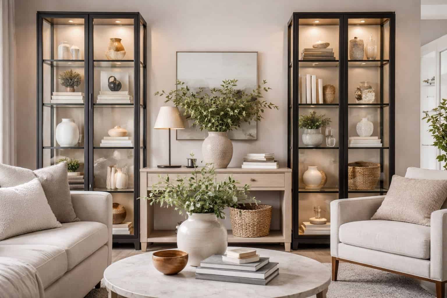 How to Decorate Glass Cabinets in Living Room