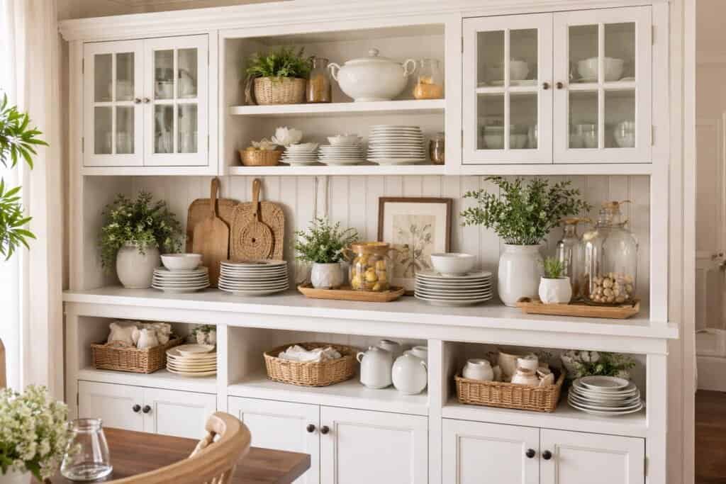 How to Decorate a Hutch in Dining Room