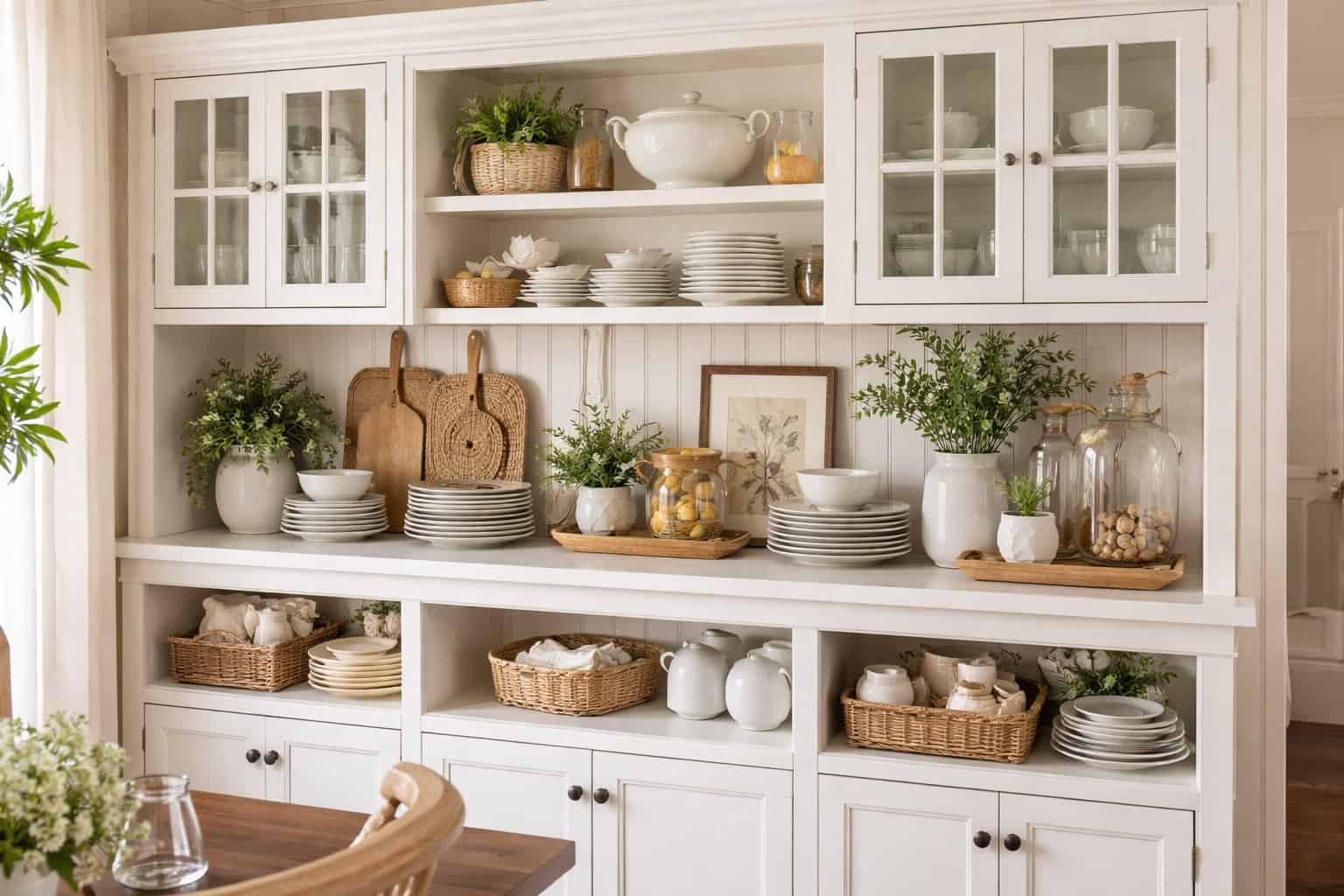 How to Decorate a Hutch in Dining Room