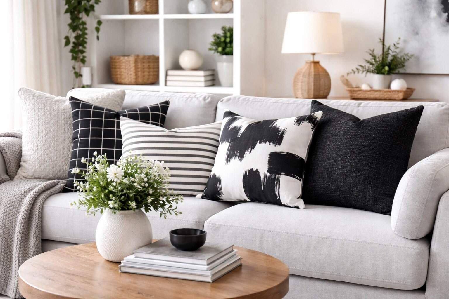 Black and White Decorative Pillow Covers