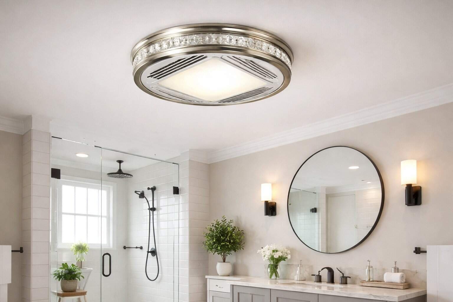 Decorative Bathroom Light With Exhaust Fan