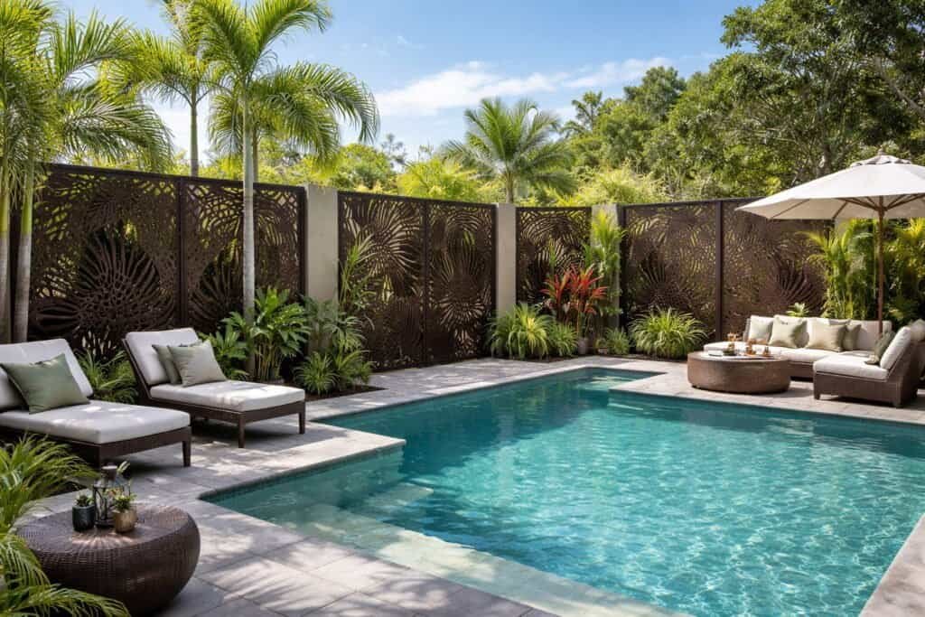 Decorative Privacy Screen for Pool Enclosure