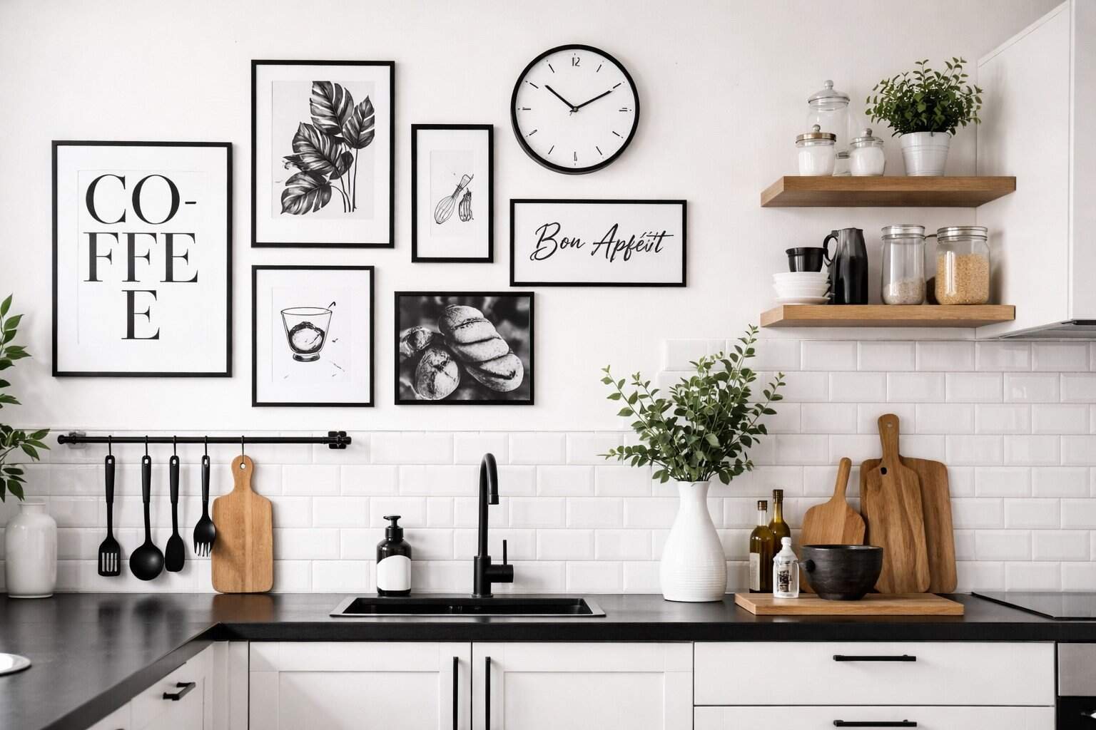 Black and White Kitchen Wall Decor
